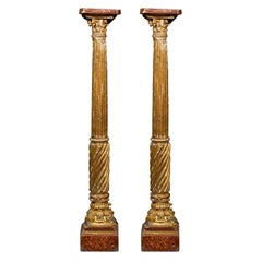 Pair of 19th Century Italian Neoclassical Gilt-Wood Columns