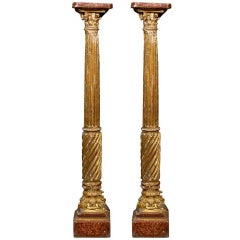 Pair of 19th Century Italian Neoclassical Gilt-Wood Columns 9
