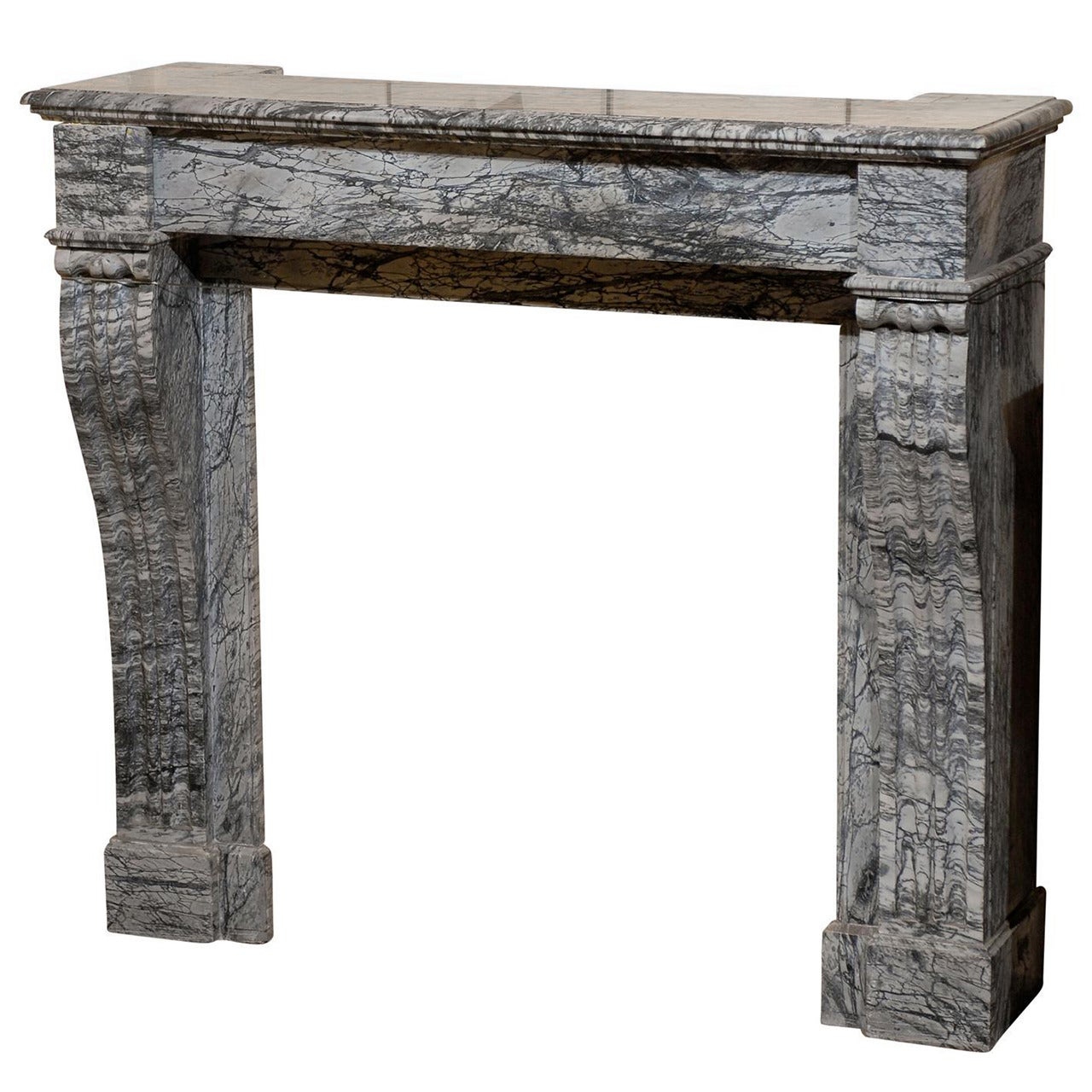 19th Century French Grey Marble Mantel For Sale