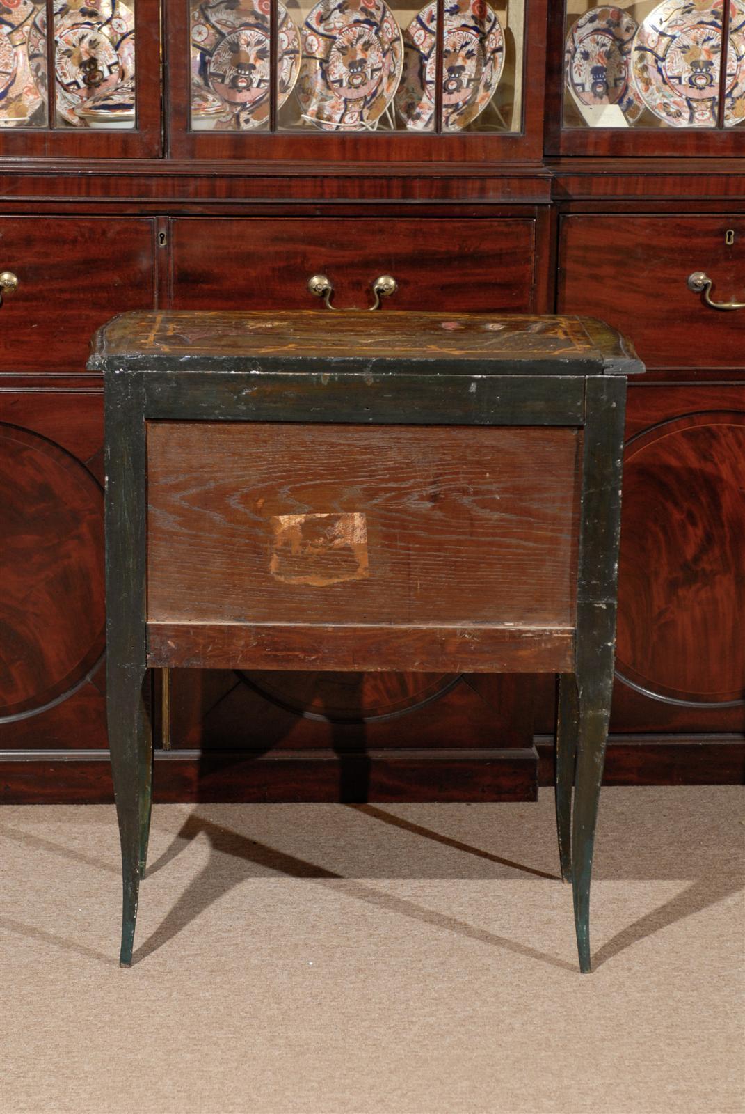 19th Century Petite Chinoiserie Style Painted Commode with Two Drawers