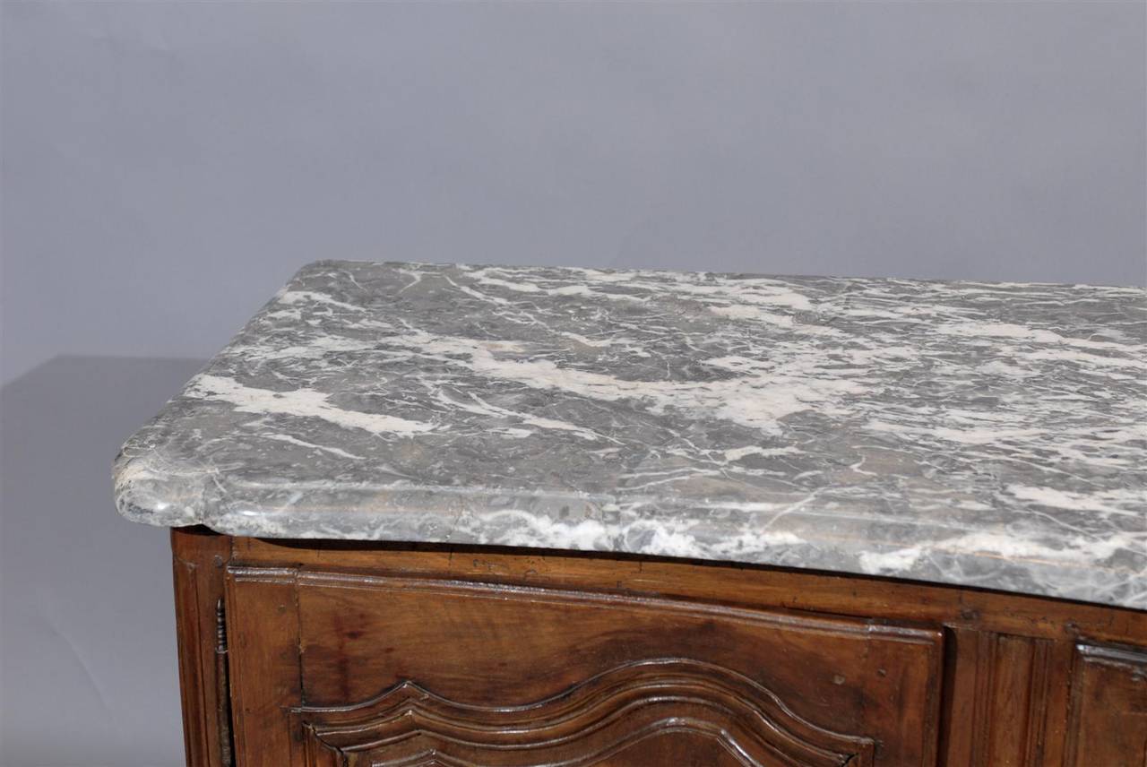 18th Century French Louis XV Walnut Enfilade with Grey Marble Top 3