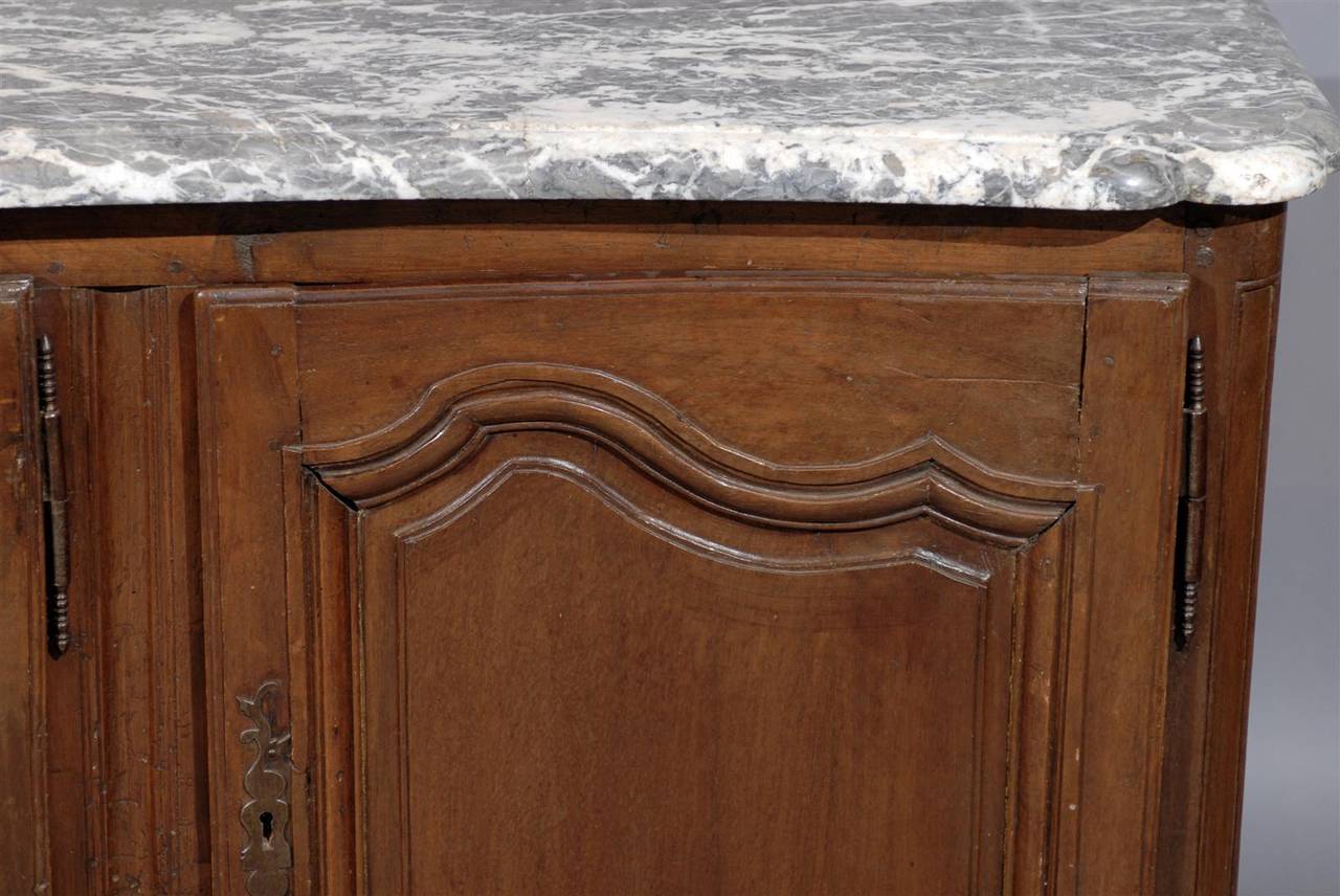 18th Century French Louis XV Walnut Enfilade with Grey Marble Top 5