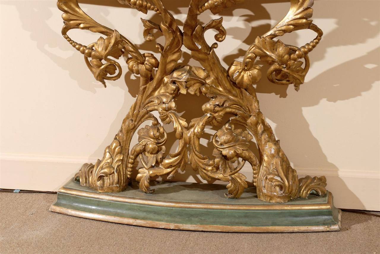 Italian Narrow Console Table with Marble Top and Gilt Carved Base 6