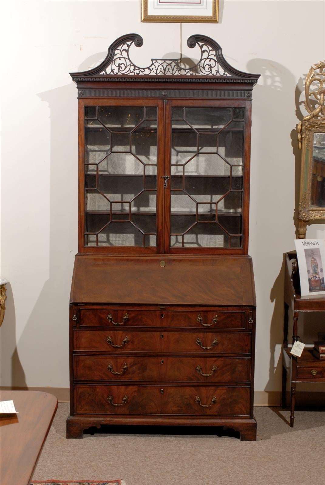 18th Century English Mahogany Bureau Bookcase 4