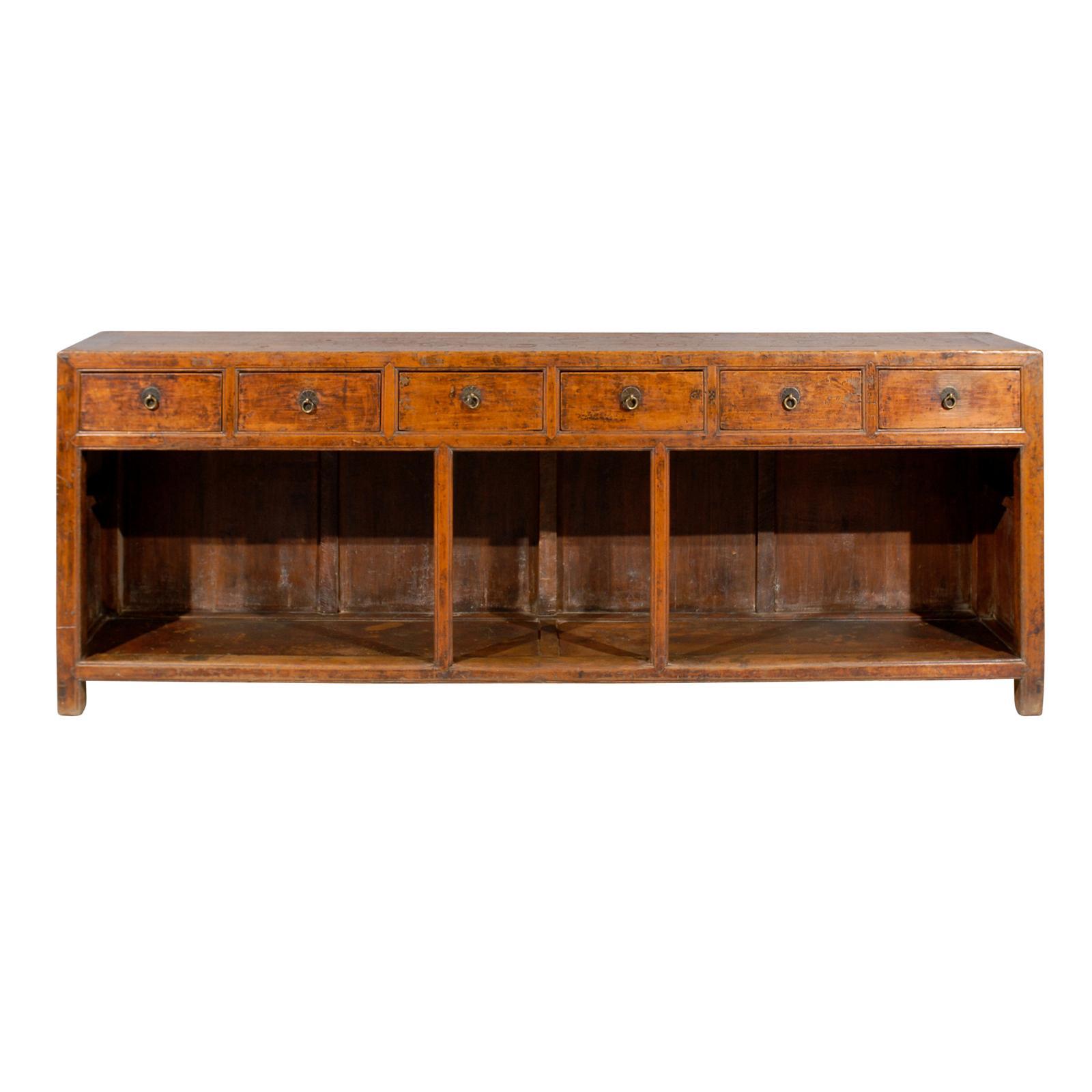 Long Narrow Chinese Pine Console Table/Server