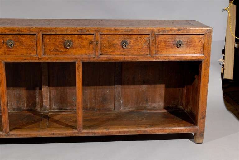 19th Century Long Narrow Chinese Pine Console Table/Server