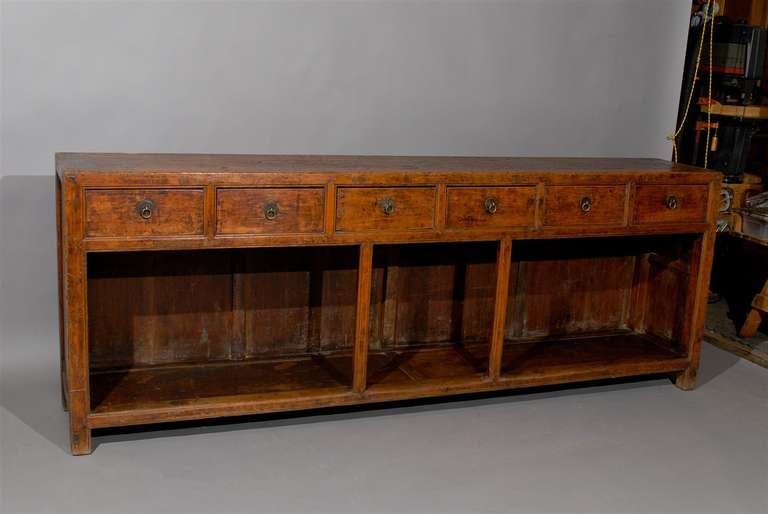 Long Narrow Chinese Pine Console Table/Server 6