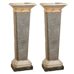 Used Pair of Late 18th Century Italian Neoclassical Marble Pedestals