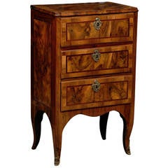 Petite Walnut Italian Neoclassical Three-Drawer Commode, circa 1800