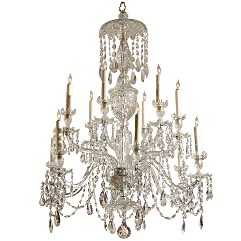 19th Century English Waterford 12 Light Crystal Arm Chandelier At 19th Century English Waterford 12 Light Crystal Arm Chandelier For