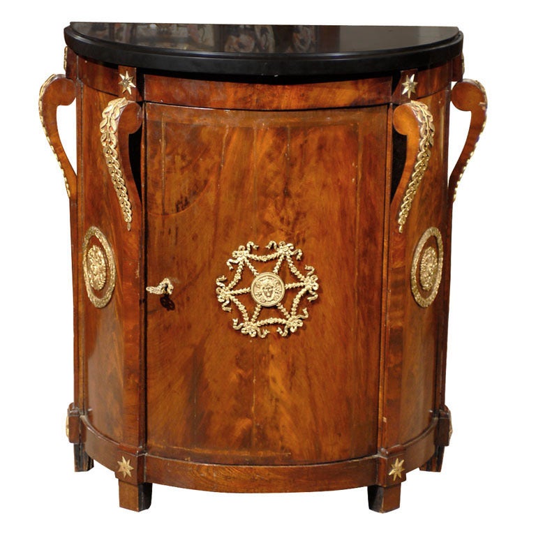 19th Century Russian Mahogany Demilune  Cabinet with Ormolu For Sale