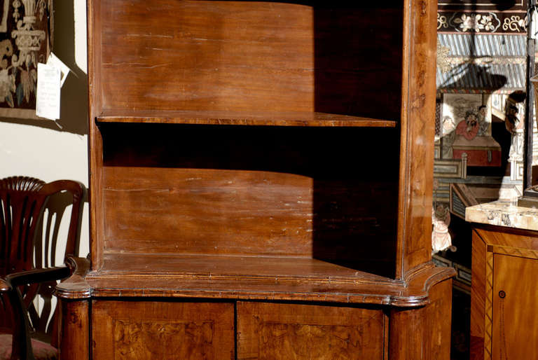 Early 19th Century Italian Walnut Bookcase with Galbe Sides 1