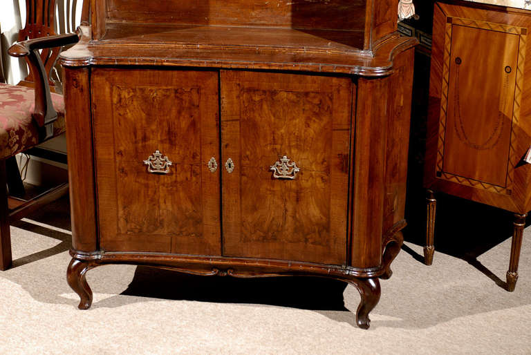 Early 19th Century Italian Walnut Bookcase with Galbe Sides 2