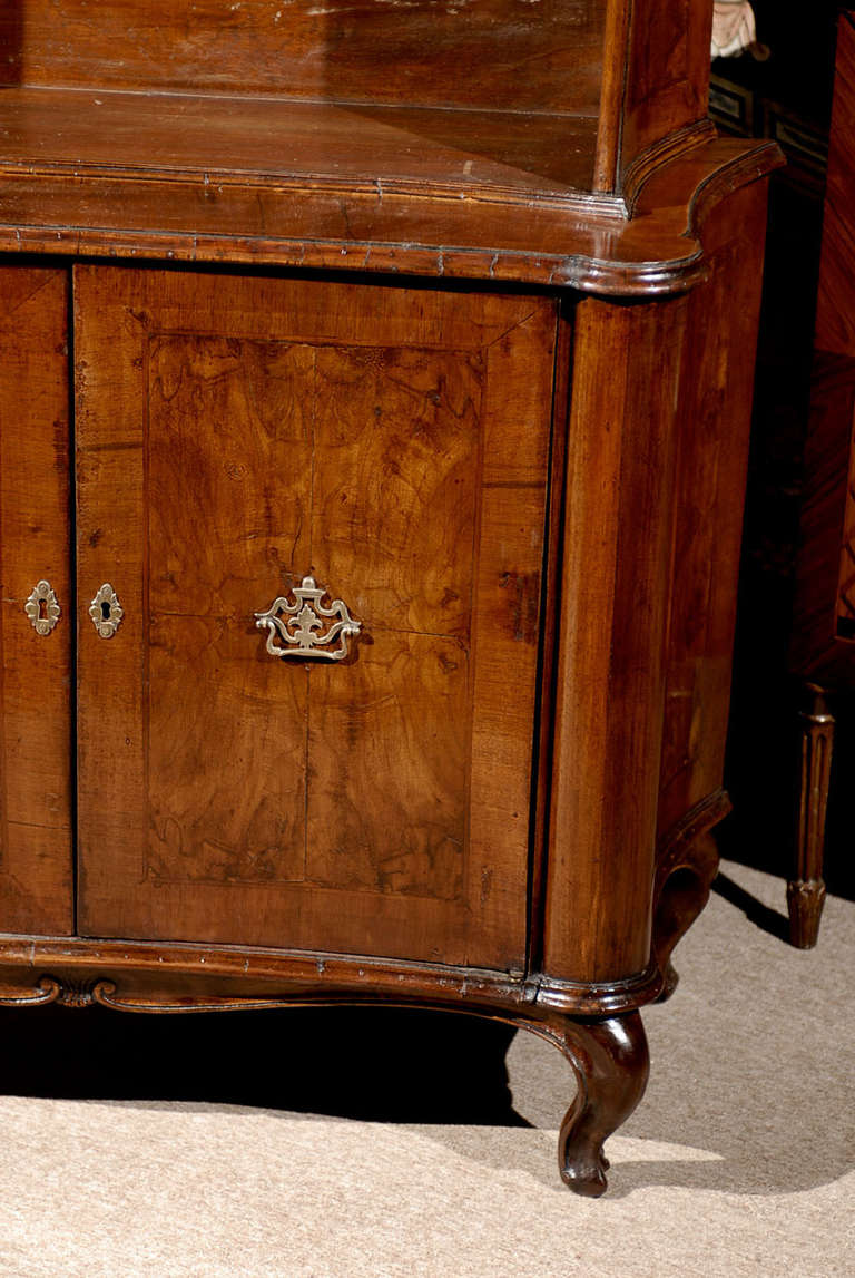 Early 19th Century Italian Walnut Bookcase with Galbe Sides 4