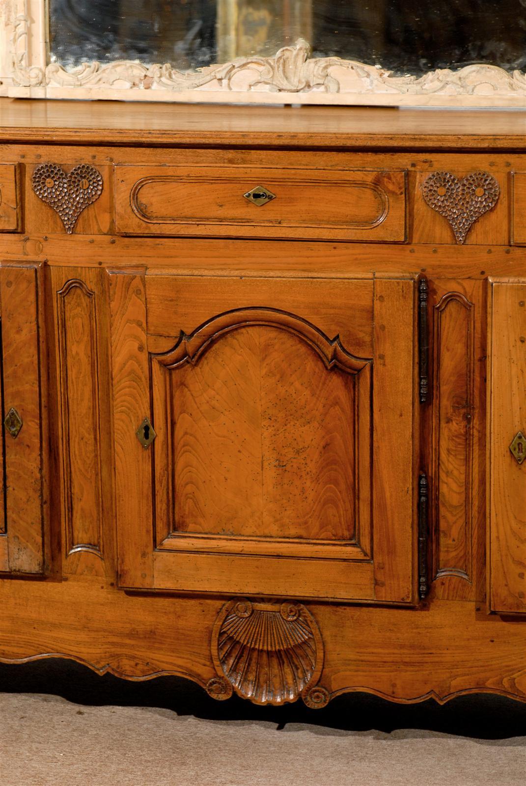 Large 18th Century French Louis XV Fruitwood and Elm Enfilade with Carving For Sale 2