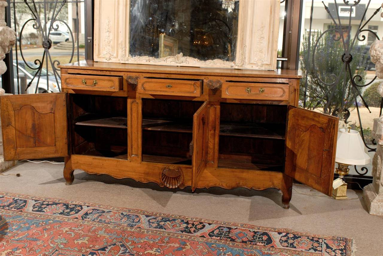 Large 18th Century French Louis XV Fruitwood and Elm Enfilade with Carving For Sale 4