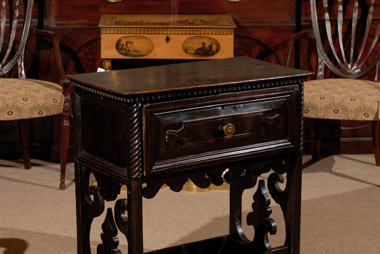 19th Century Italian Dark Walnut Console Table with Drawer 4