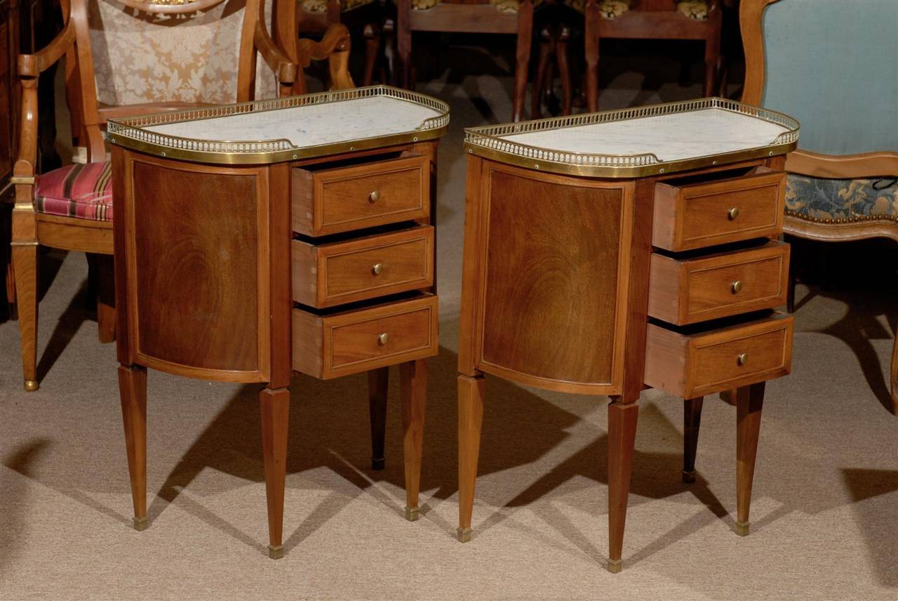 Pair of Louis XVI Style Bedside Commodes, France 1