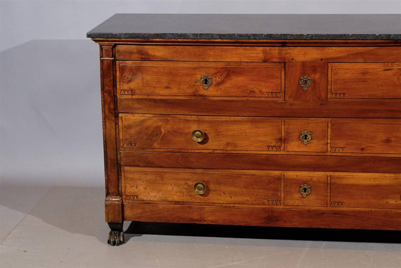19th Century Continental Walnut Empire Pantelloniere with Marble Top In Good Condition In Atlanta, GA