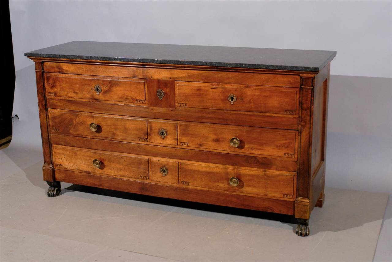 French 19th Century Continental Walnut Empire Pantelloniere with Marble Top