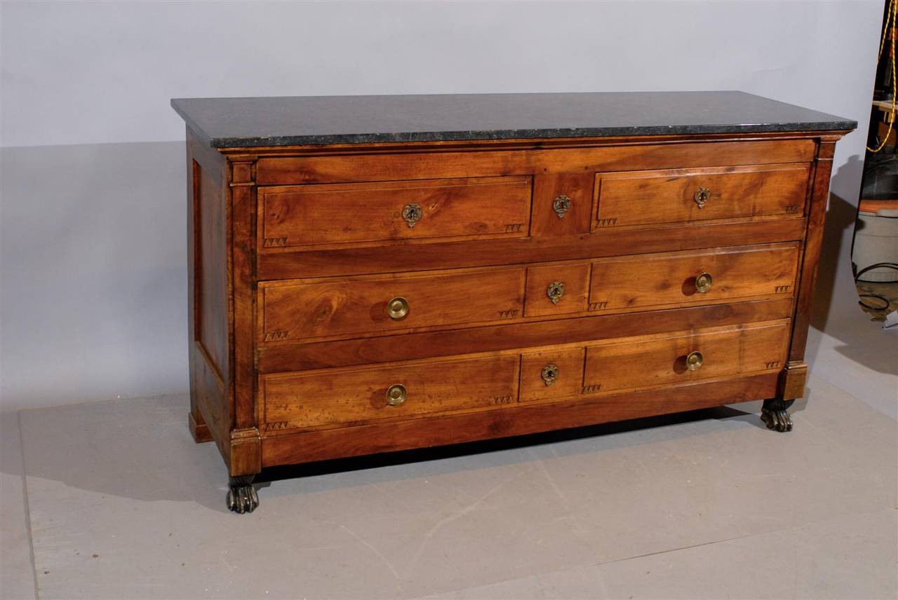 19th Century Continental Walnut Empire Pantelloniere with Marble Top 4