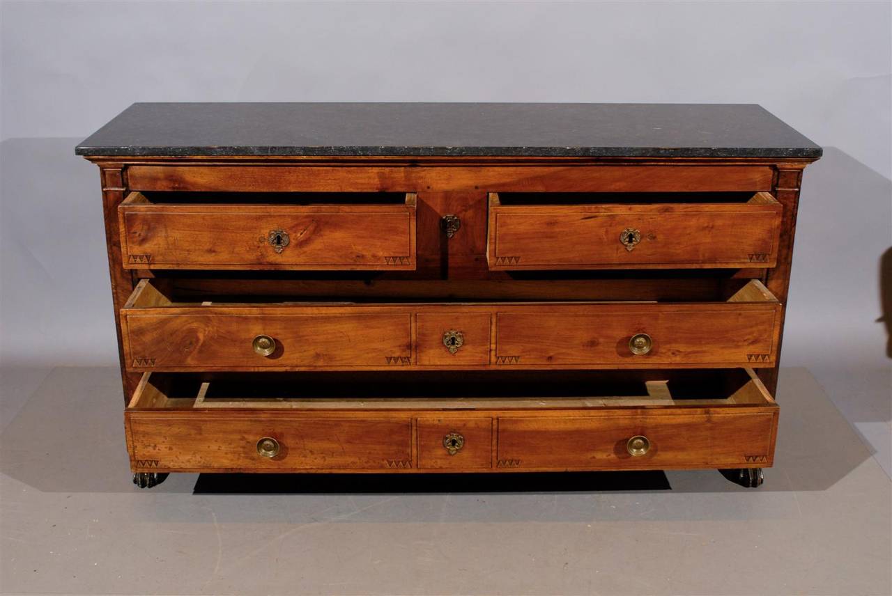 19th Century Continental Walnut Empire Pantelloniere with Marble Top 1