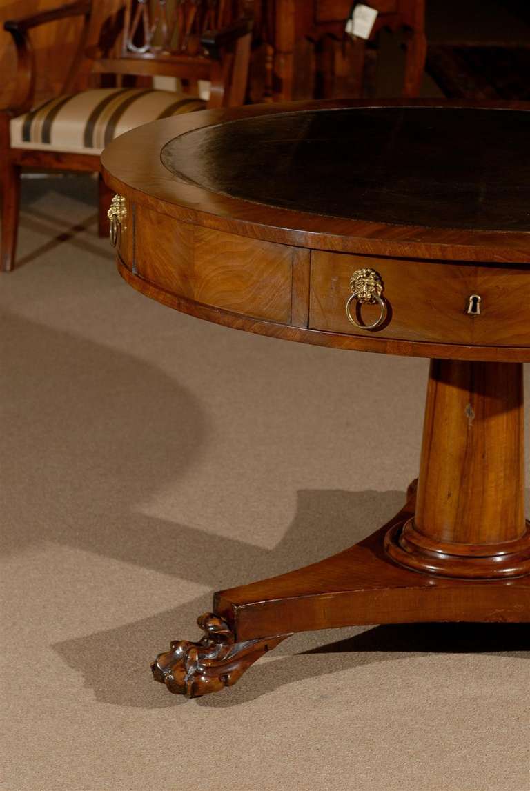 Mid 19th Century English Mahogany Rent Table with Paw Feet 1