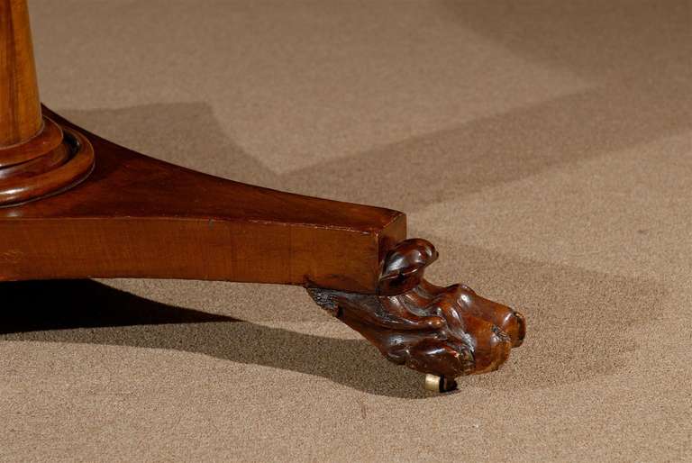 Mid 19th Century English Mahogany Rent Table with Paw Feet 2