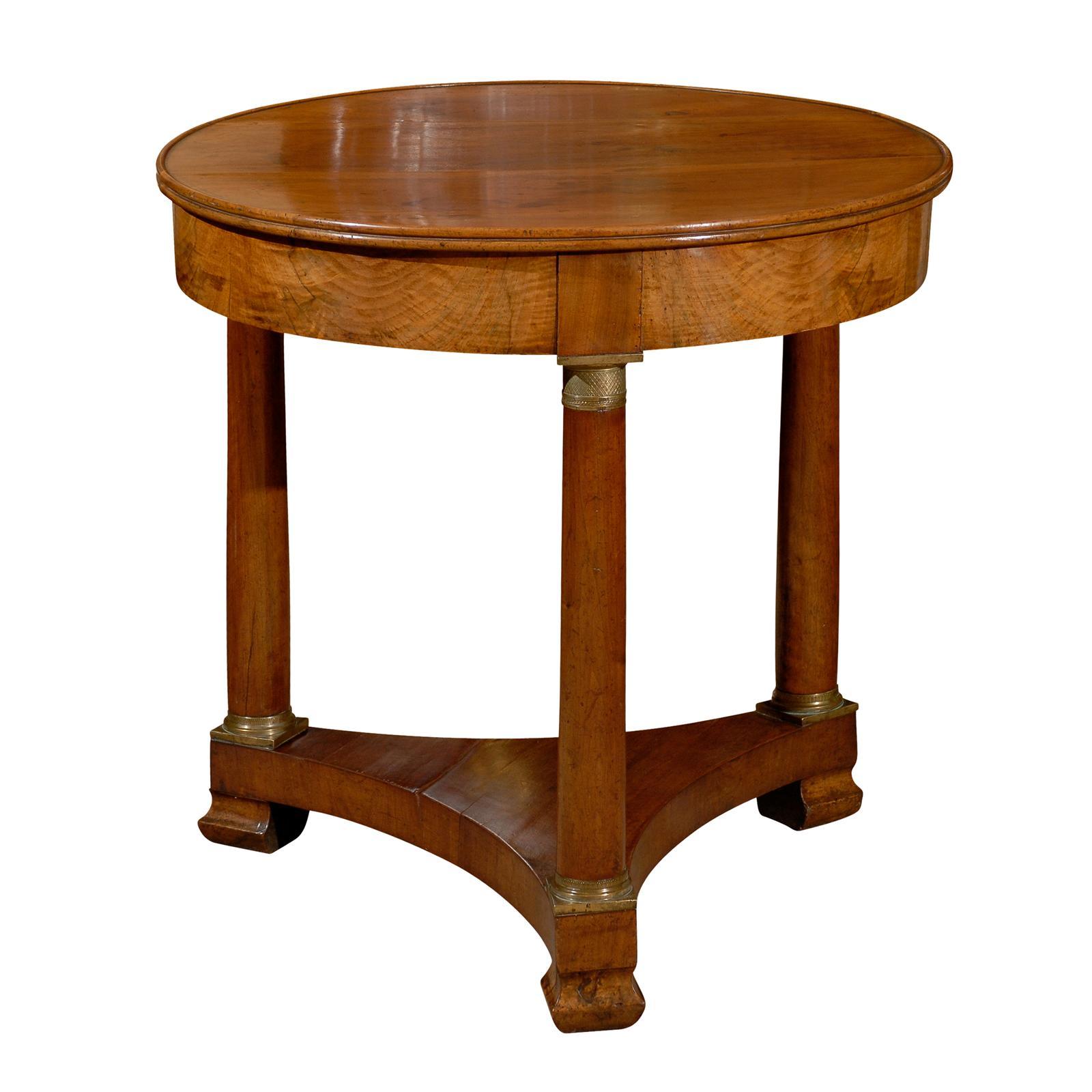 Empire French Walnut Gueridon with Bronze Mounts