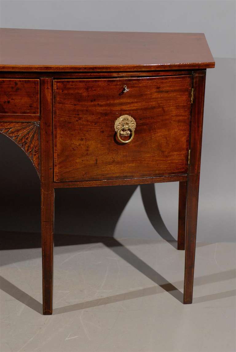 Early 19th Century English Mahogany Bowfront Sideboard with Carved Detail In Good Condition In Atlanta, GA