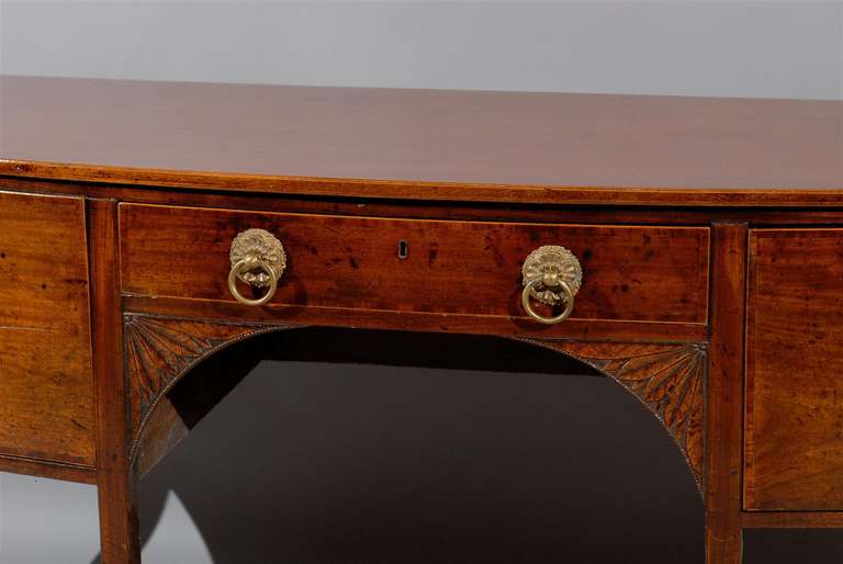 Early 19th Century English Mahogany Bowfront Sideboard with Carved Detail 1