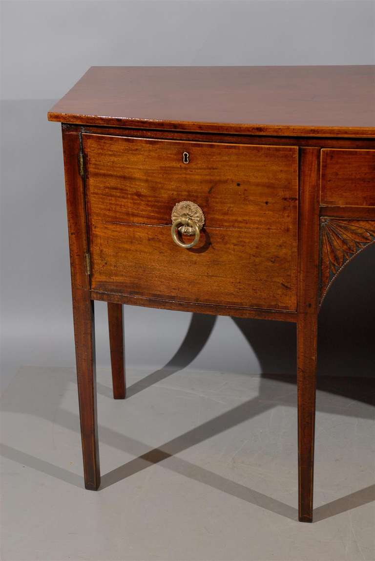 Early 19th Century English Mahogany Bowfront Sideboard with Carved Detail 2
