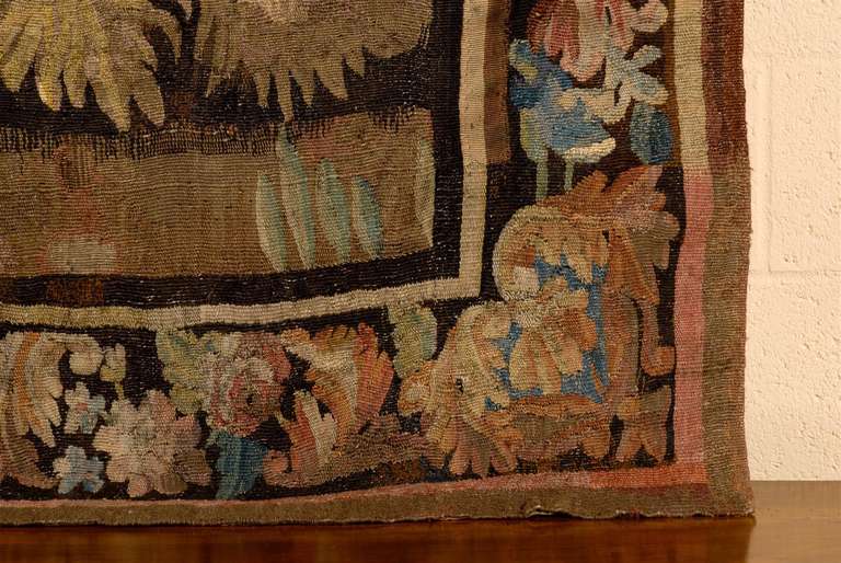 18th Century French Aubusson Tapestry with Bunny & Original Border For Sale 1