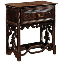 19th Century Italian Dark Walnut Console Table with Drawer