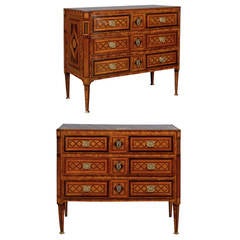 Pair of Fine 18th Century Italian Neoclassical Parquetry Inlaid Commodes