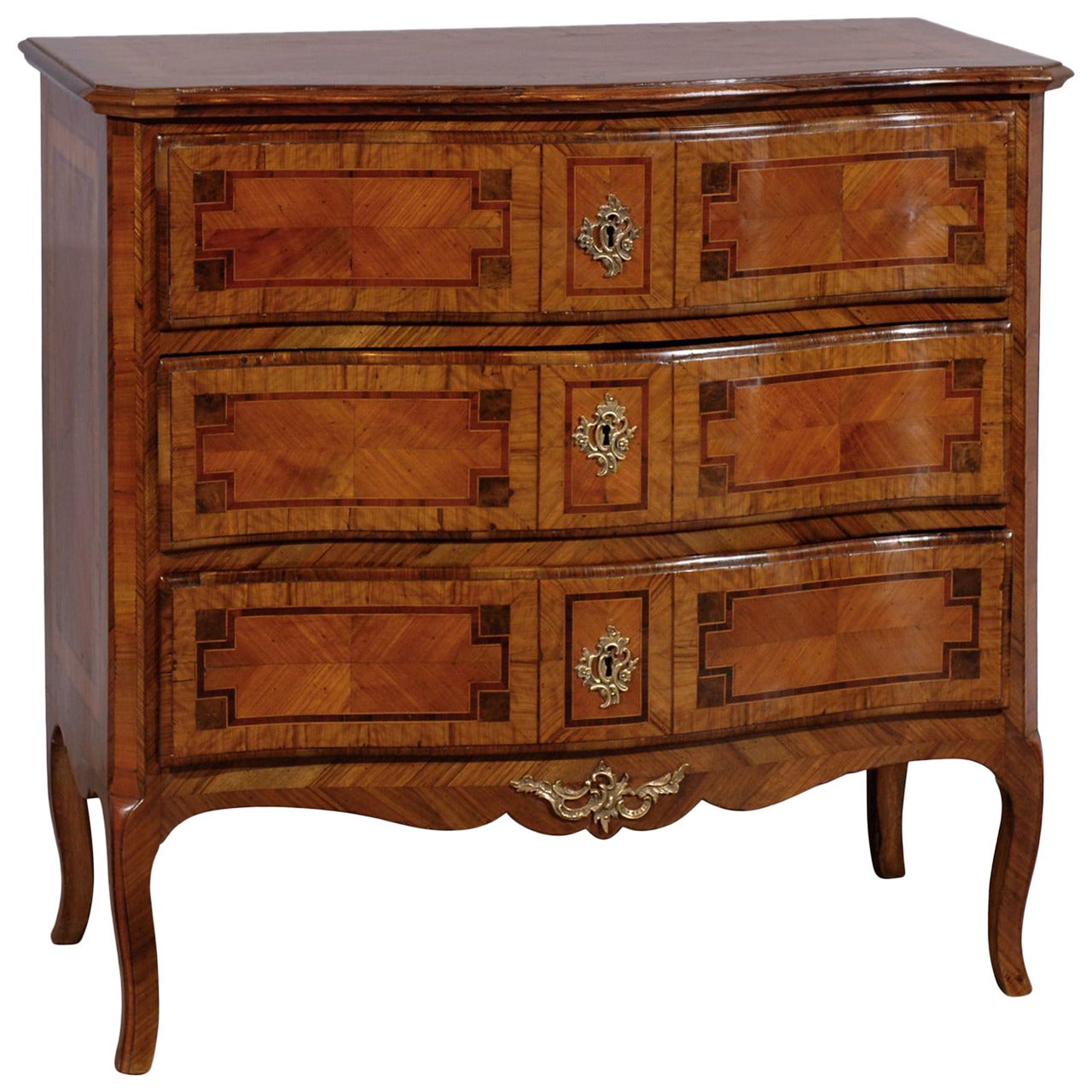 Italian Neoclassical Inlaid Commode with Serpentine Front, circa 1800