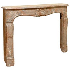 19th Century French Louis XV Style Red and Grey Marble Mantel
