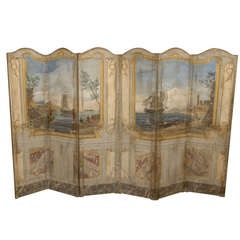 Continental 6 panel oil on canvas folding screen
