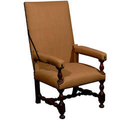 Louis XIII Period Walnut Ratchet Arm Chair, France circa 1690