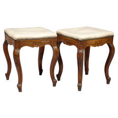 Pair of Louis XV period Walnut Stools, c. 1760