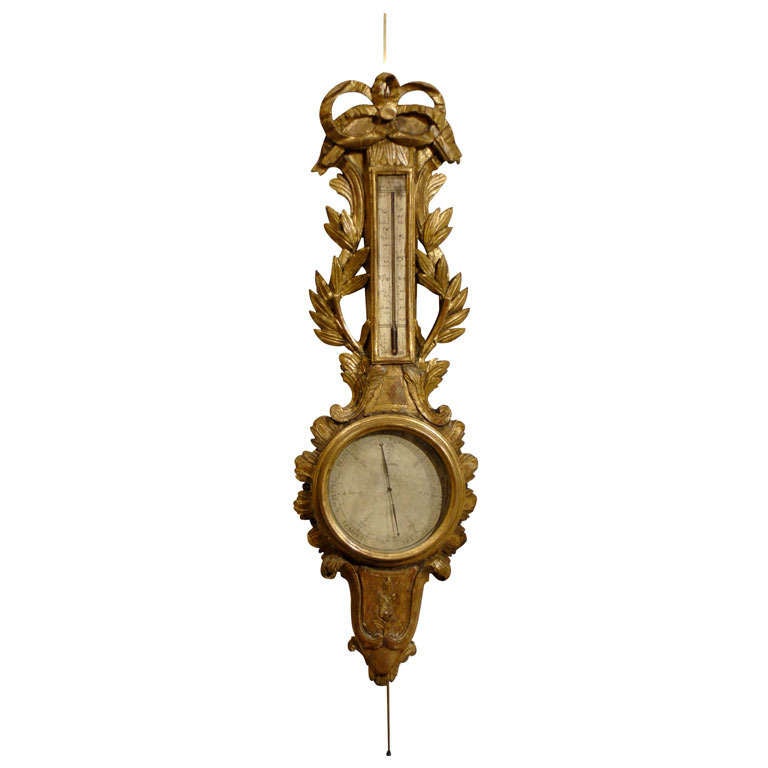 Louis XVI Gilt-Wood Barometer & Thermometer, France c. 1780