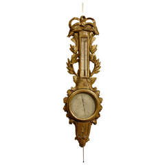 Louis XVI Gilt-Wood Barometer & Thermometer, France c. 1780 4