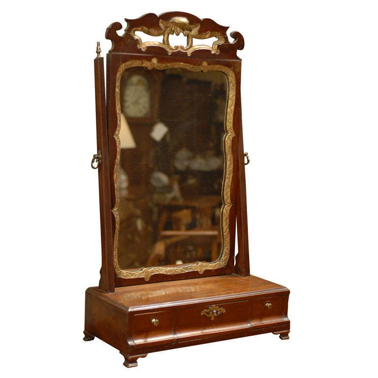 George III period Dressing Mirror in Mahogany & Gilt, c. 1790 For Sale