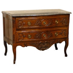 Antique Louis XV Period Serpentine Commode in Walnut, France ca. 1750