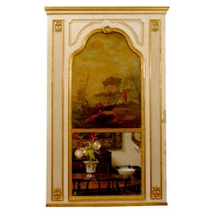 Miroir Trumeau de style Louis XVI avec paysage marin, vers 1860