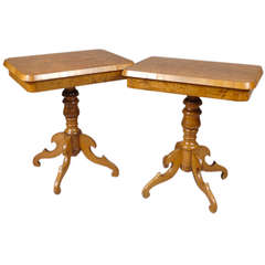 Pair of Russian Side Tables in Burled Elm,  c. 1840