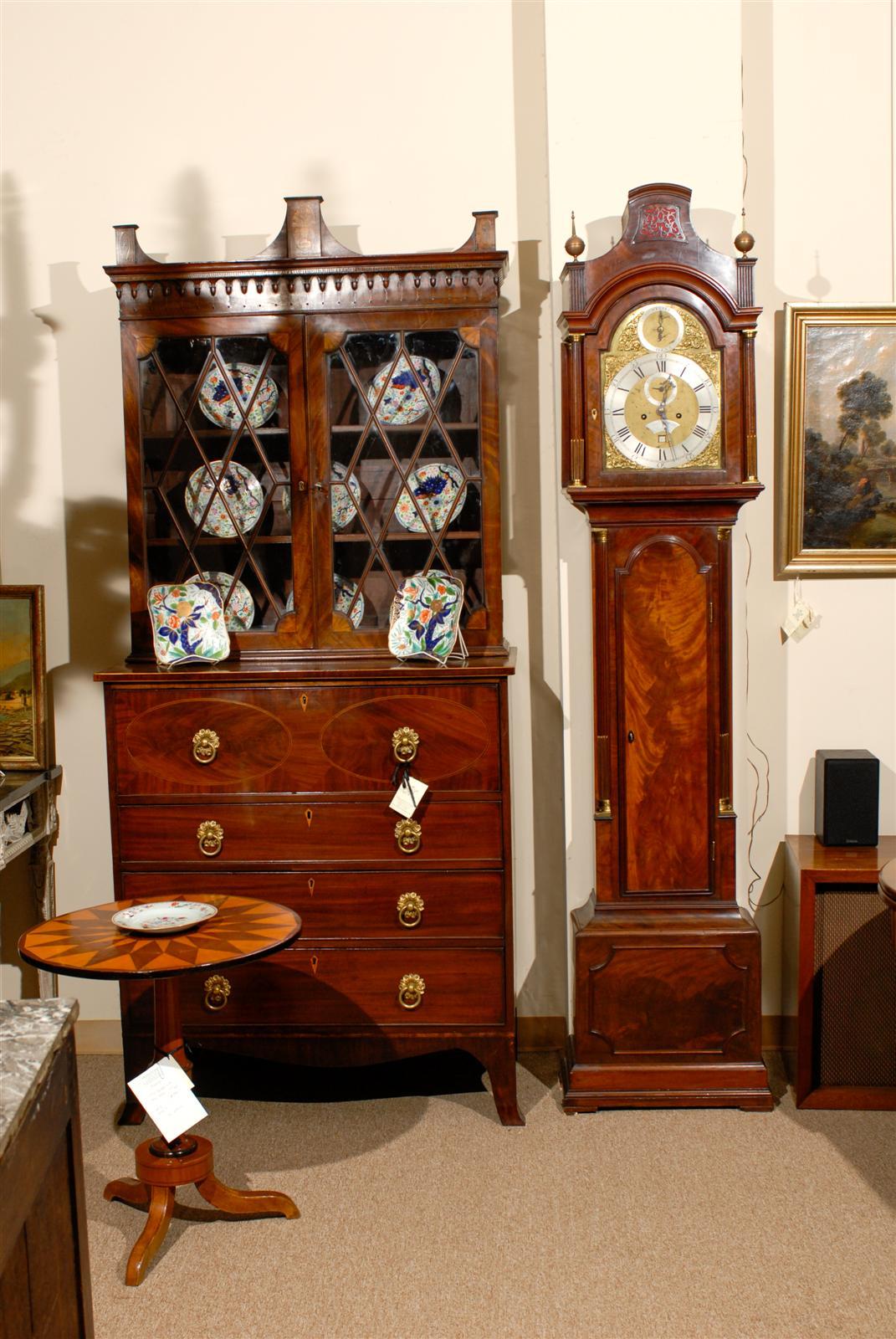 18th Century English Tall Case Mahogany Clock In Excellent Condition In Atlanta, GA