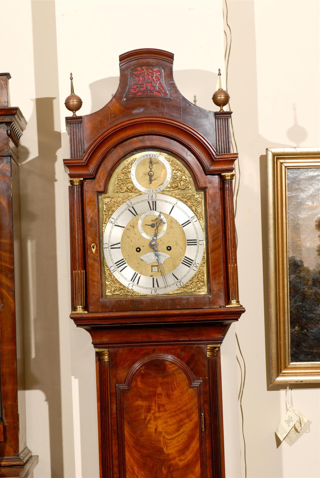 18th Century English Tall Case Mahogany Clock 1