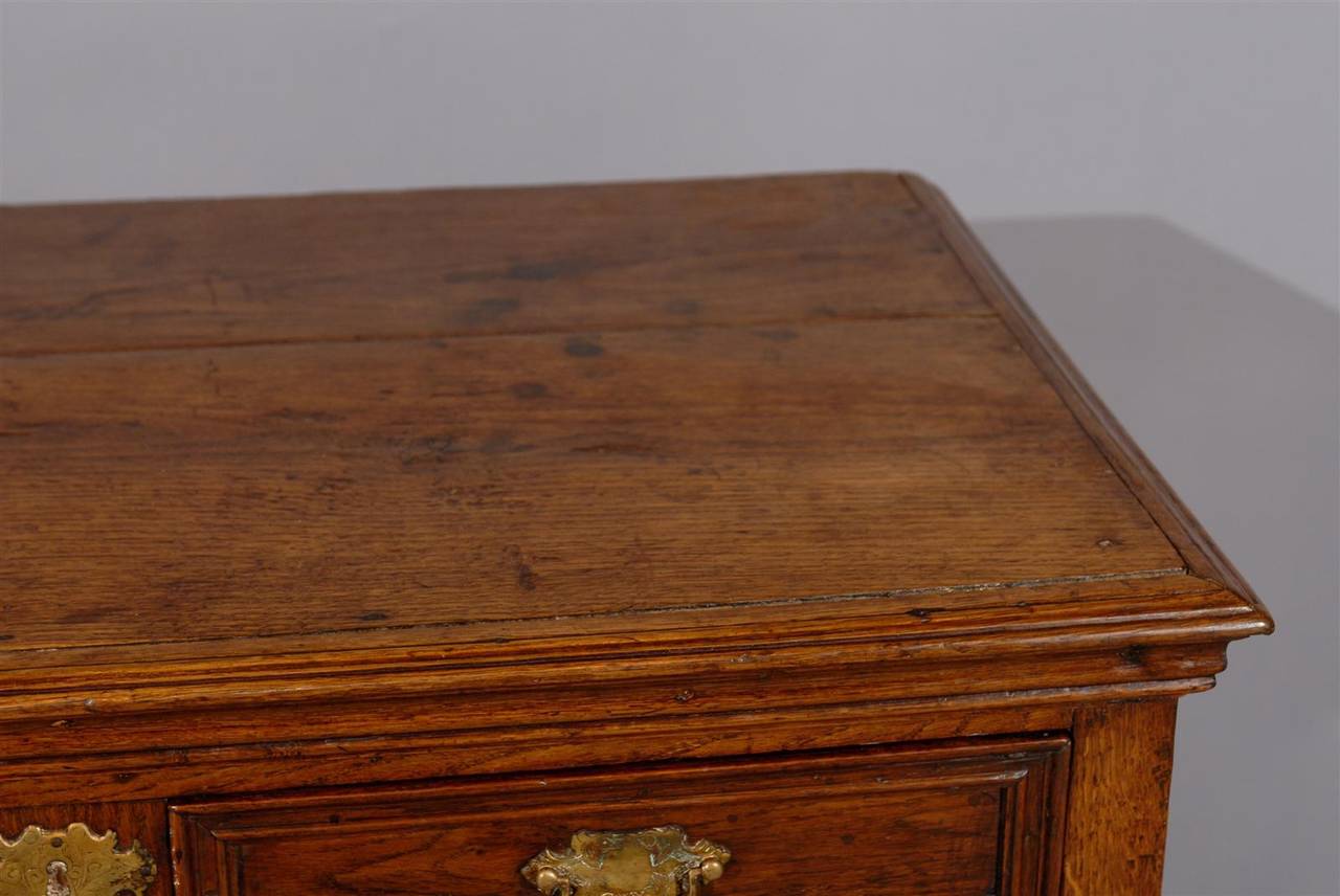 18th Century and Earlier 18th Century English Jacobean Style Oak Chest with Bun Feet