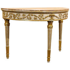 Italian Neoclassical Style Painted and Parcel Gilt Demilune Console, circa 1890